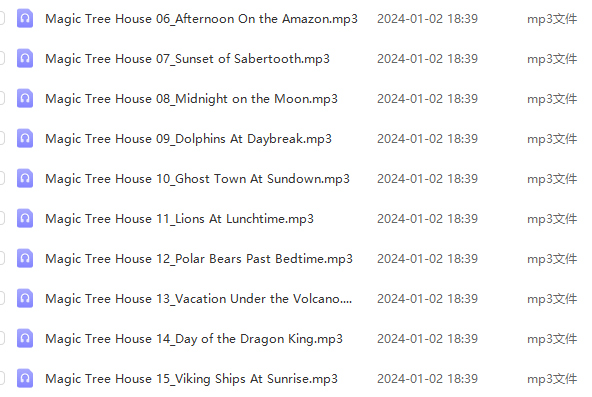 神奇树屋Magic Tree House 1-6全套PDF+音频+音乐剧
